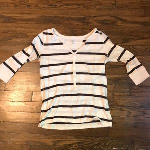 Gap three quarter length sleeve striped top